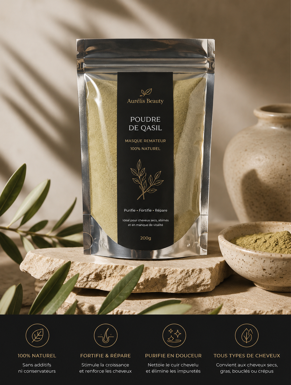 Poudre de Qasil – Masque Réparateur Naturel 250g